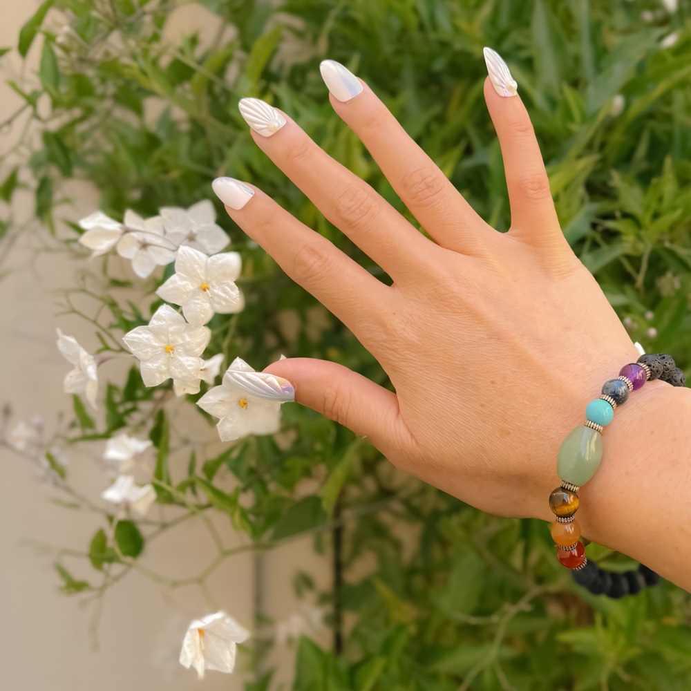 7 Chakra Volcanic Lava Bead Stretch Bracelet